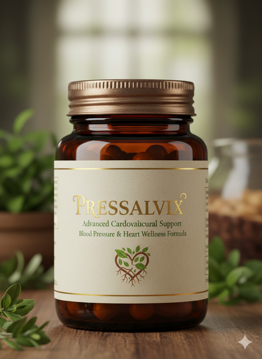 Pressalvix dietary supplement bottle for cardiovascular wellness